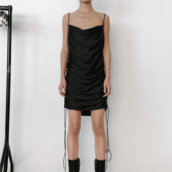 Zara Satin Effect Draped Tie Dress - Picture 2 of 3